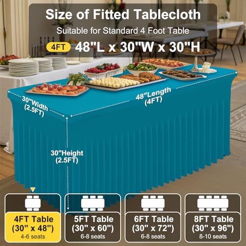 Smiry 2 Pack Spandex Elastic Fitted Table Cloth Skirt for 4FT Table - Image 4