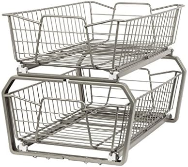 ClosetMaid 11 in. Pull Out Cabinet Organizer, 2 Tier, Heavy Duty, Slide Out Pantry Shelves Drawers for Kitchen, Bathroom, Nickel by Unknown
