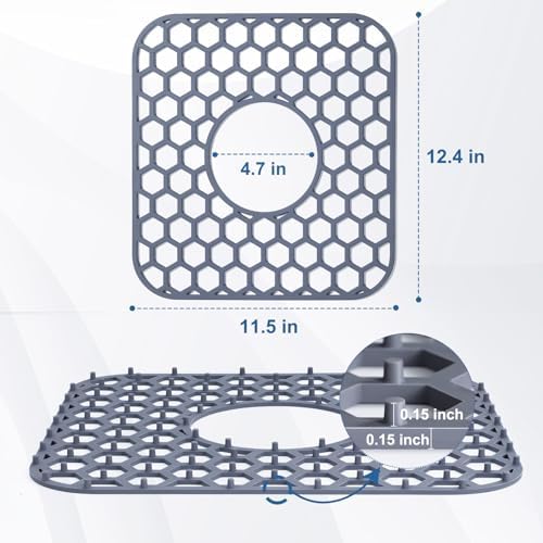 2 Pack Silicone Sink Protectors for Kitchen Sink-12"x 11" Center Drain - Image 3