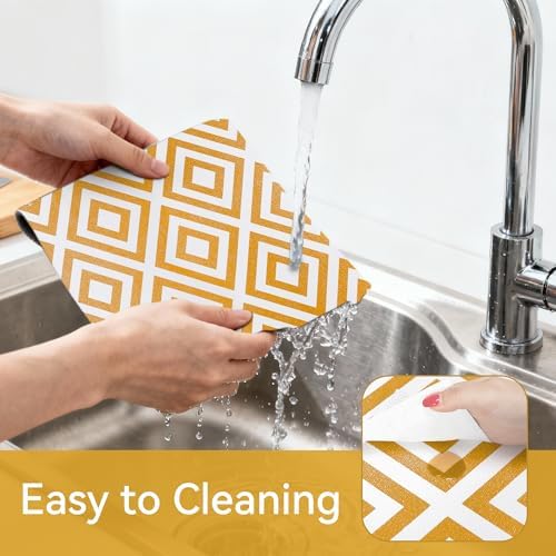FIFTY FEET 18"x96" Non-Adhesive Shelf Liner for Kitchen Cabinets and Drawers, Washable Non-Slip PVC Cabinet Liner (Yellow Plaid)(1 Roll) - Image 4