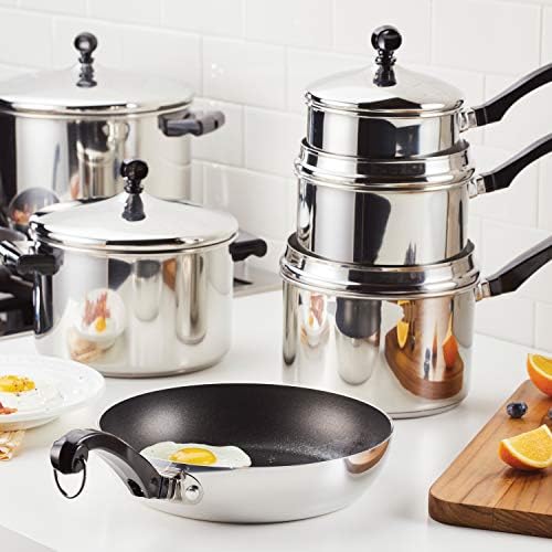 Farberware Classic Stainless Steel Cookware Pots and Pans Set, 15-Piece,50049,Silver & Classic Stainless Steel Saute Fry Pan with Lid, 2.75 Quart, Silver - Image 3