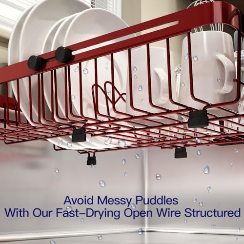 MAJALiS Red Dish Drying Rack Over The Sink with Utensil Holder - Image 3