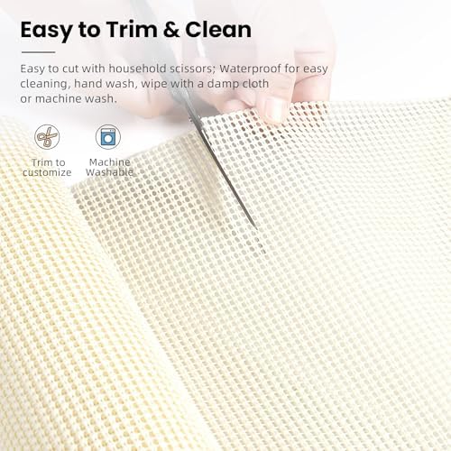 BAGAIL Non-Adhesive Shelf Liner, Thick Strong Grip Drawer Liners for Kitchen Cabinets, Heavy-Duty Easy Cut Cabinet Liners for Shelves, Pantry, Bathroom Cupboards - 24" x 20FT, Cream - Image 4
