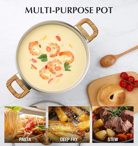 KOCH SYSTEME CS Stainless Steel Pot - 4 Quart Induction Stainless Steel Stock Pot with Lid for Pasta, Soup, Spaghetti, Steel Soup pots with Heat-Resistant Bakelite Double Handle, Dishwasher Safe - Image 6