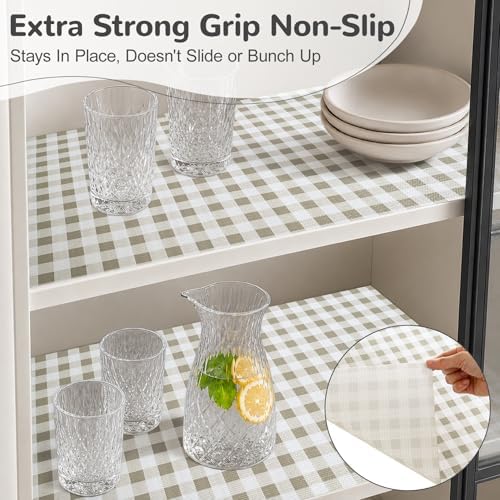 Green Non-Adhesive Gingham Drawer Liner 11.8IN x 20FT - Image 2
