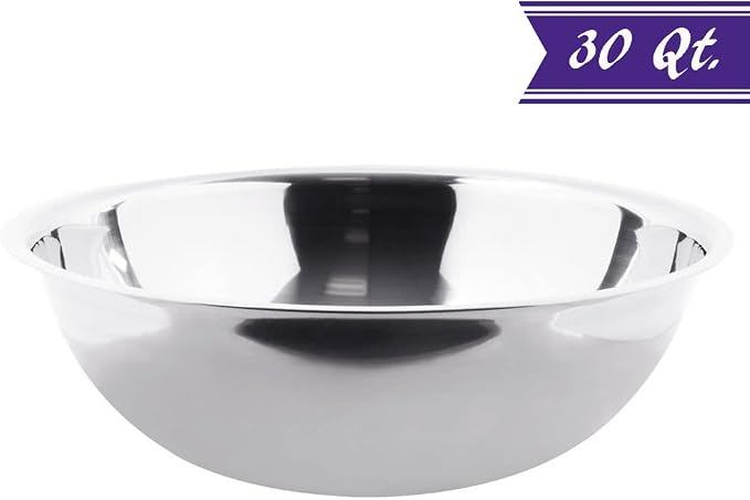 Betolla 30 Quart Stainless Steel Mixing Bowl – Medium Weight Flat Base Prep Bowl with Polished Mirror Finish for Baking, Cooking & Food Prep - Image 2