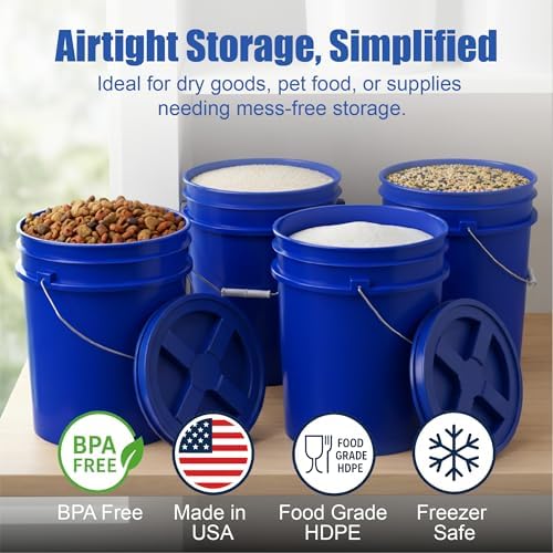 ePackageSupply 5 Gallon Bucket - Food Grade w/Lid BPA-Free, Blue/Blue, 1 | Airtight Gamma Seal Screw-On Lid, Heavy-Duty 90 Mil HDPE Plastic, Food Safe and Durable Container, Bulk Storage, Made in USA - Image 2