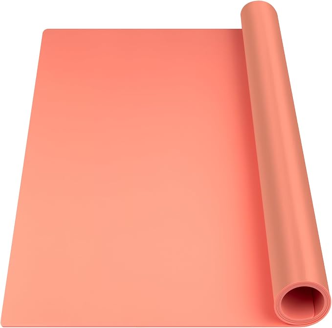 Silicone Mat Heat Resistant Mats for Countertop, Large Silicone Mats for Kitchen Counter Crafts Workbench Table, Size 48x24 inches Thick 2mm,Rolled Package,Coral by InfiOne