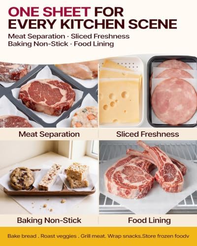 Katbite 300 Pcs Burger Patty Paper Squares, 5.5x5.5 Inch, Non-Stick | Heavy duty greaseproof squares, ideal for separating patties, burger presses, grilling, freezing and candy wrapping - Image 3