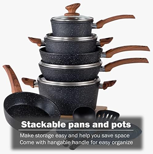 Kitchen Academy Pots and Pans Set Non Stick, 12pcs Induction Cookware - Image 6