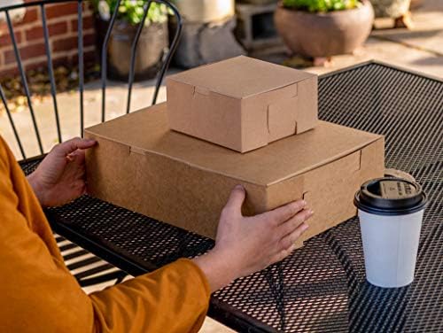 SCT 0957K Kraft Paperboard Non Window Lock Corner Bakery Box, 9" Length x 9" Width x 3" Height (Case of 250) - Image 4