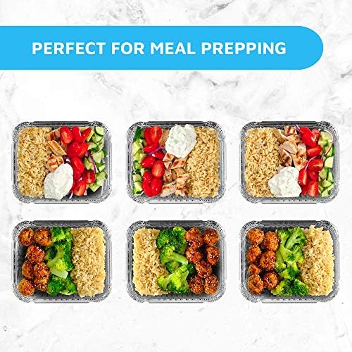MontoPack Disposable Takeout Pans with Clear Lids | 1lb Capacity Aluminum Foil Food Containers with Strong Seal for Freshness & Spill Resistance | Eco-Friendly & Recyclable | 50-Pack of 5x4” Drip Pan - Image 6