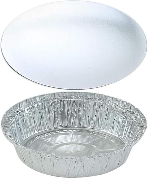 Nicole Fantini 9 Inch Round Aluminum Foil Pan With Board Lid Disposable Take Out Food Containers, Roasting, Baking and Gas Oven Safe : Set of 500 - Image 2