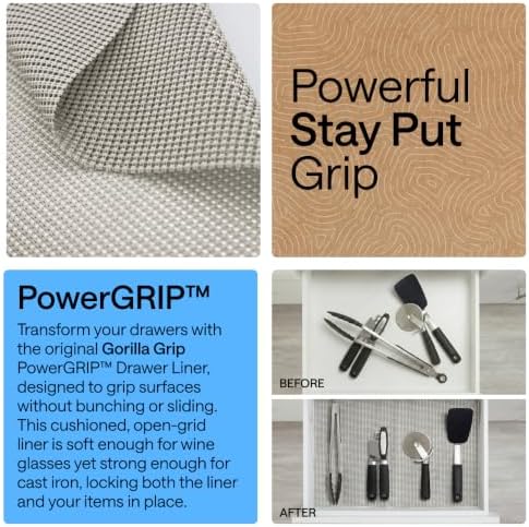 GORILLA GRIP powerGRIP Drawer Shelf and Cabinet Liner, 17.5"x20' Light Gray - Image 3