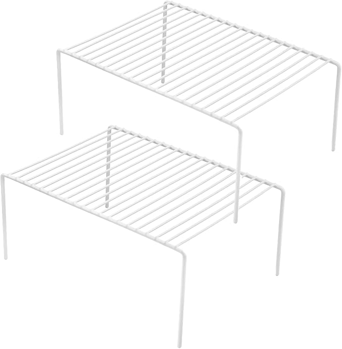Redrubbit Medium (13 x 9. 4 Inch) Cabinet Storage Shelf Rack, Rustproof Kitchen Counter and Cabinet Shelf, Storage Rack Organizer for Kitchen, Fridge, Cabinet, Bathroom, Set of 2 by Redrubbit