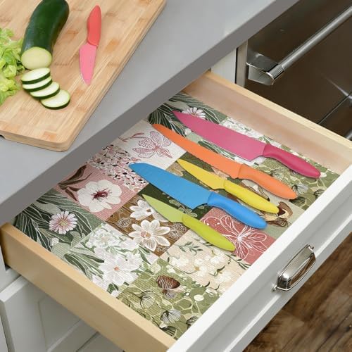 Quttisay Shelf Liner for Cabinet Dresser Floral Drawer Liner 15.7In x 10FT - Image 5