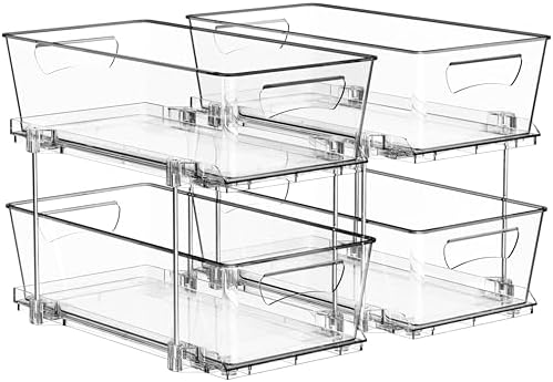 Simple Houseware 2Pcs 2-Tier Slim Drawer Cabinet Pull-Out Organizer, Clear by SimpleHouseware