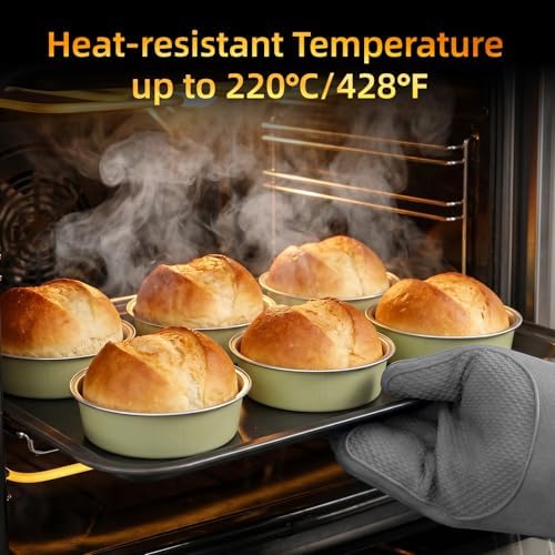 Beasea Disposable Tart Pans with Lids, 120 Pack 7.3oz Mini Pie Tins Creme Brulee Ramekins Aluminum Foil Pie Tart Cake Baking Pans Tins Cheesecake Containers for Birthday Party - Sage Green - Image 6