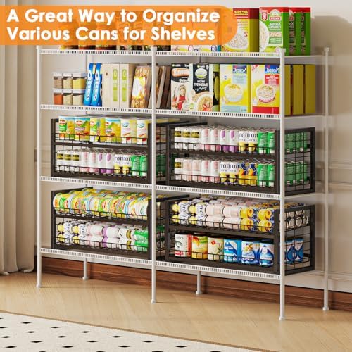 JKsmart 2-Tier Stackable Can Organizer, Extra-Long Can Rack for Pantry Storage, Adjustable Can Dispenser Holds Up to 64 Cans, 12mm Metal Frame, Super Sturdy Holders for Various Canned Food Soda-2 Pack - Image 2