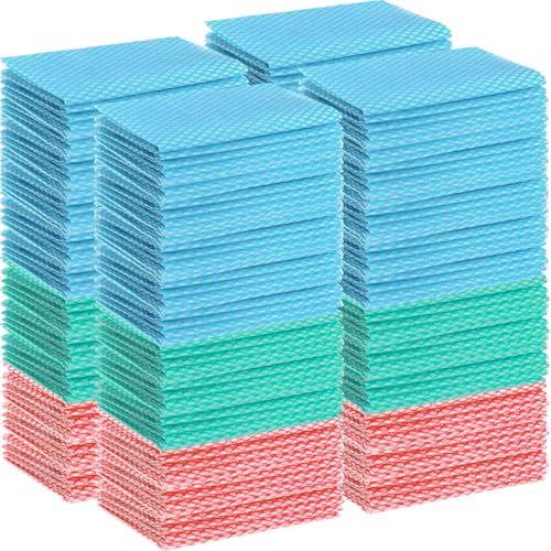 Tioncy 400 Pcs Disposable Cleaning Cloths Reusable Handy Wipes for Kitchen Multi-purpose Disposable Cleaning Towels and Dish Cloths Absorbent Cleaning Cloth Wipes for Kitchen and Home(Colorful) by Tioncy