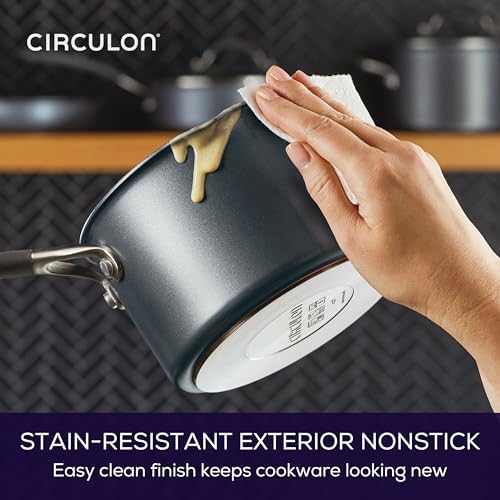 Circulon A1 Series Nonstick Straining Sauce Pan with Lid, 2-Quart, Graphite - Image 6