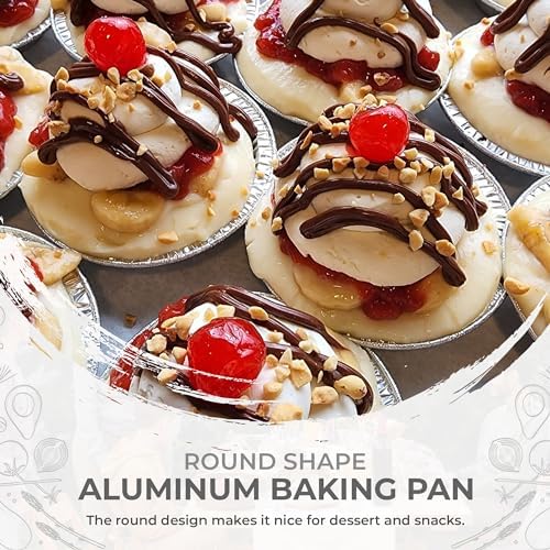KitchenDance Disposable Aluminum Foil Tart Pan - 3 Inches Round Aluminum Foil Individual Pie Pans for Pies and Tarts - Baking Pans Perfect for Baking, Cooking, and Preparing Food - 301, 100 Count - Image 2