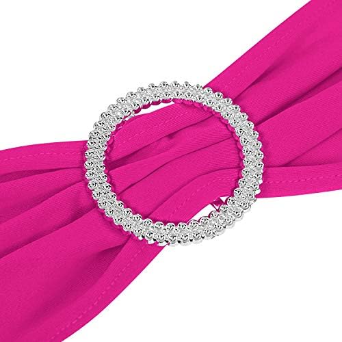 Peomeise 100pcs Fuchsia Spandex Chair Sashes with Buckle Slider for Wedding, Party Decoration - Image 2