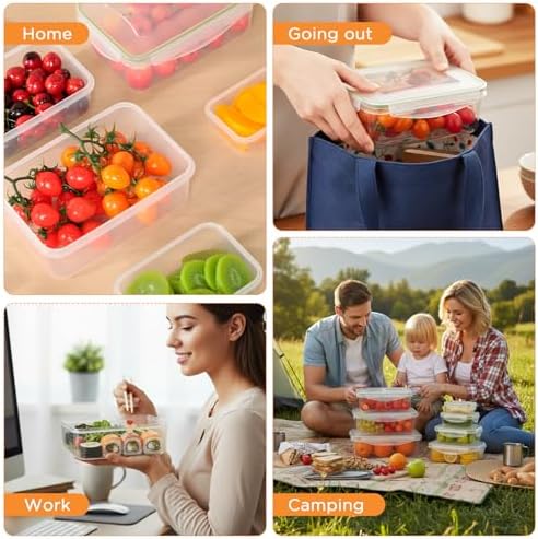AiQInu Food Storage Containers with Lid, 7 Pieces, BPA-Free PP (3.8 L + 2.5 L + 1.5 L + 1 L + 0.5 L + 0.24 L + 0.12 L) Plastic Storage Jars Set for Fridge and Microwave, Kitchen Storage Box, Plastic - Image 6