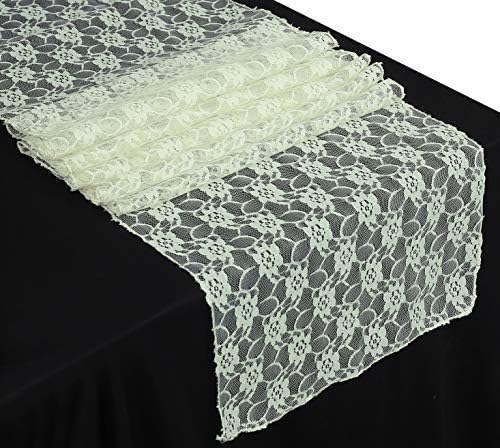 MDS Pack of 25 Wedding 12 x 108 inches Lace Table Runner for Wedding, Decorations for Birthday Parties, Banquets, Graduations, Engagements, and Runners fit Rectangle, Round Table- Ivory - Image 2