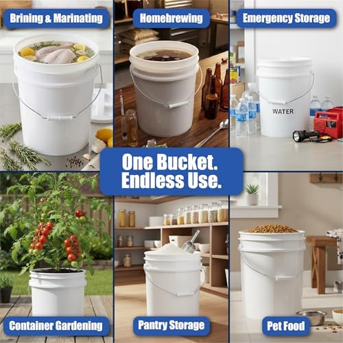 ePackageSupply 5 Gallon Bucket - Food Grade w/Lid BPA-Free, White/Orange, 3 | Airtight Gamma Seal Screw-On Lid, Heavy-Duty 90 Mil HDPE Plastic, Food Safe and Durable Container, Bulk Storage, Made in USA - Image 3