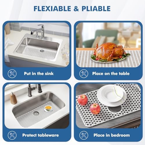 Bestjing Silicone Sink Protectors for Kitchen Sink-26"x 14" Rear Drain - Image 5