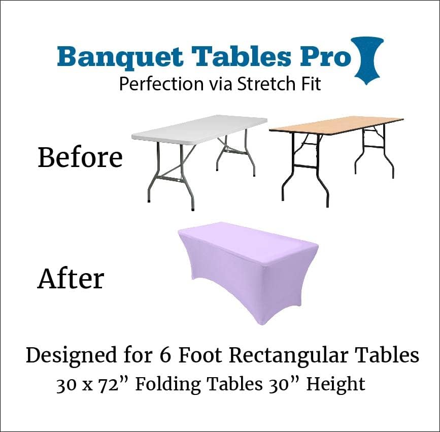 Banquet Tables Pro 6 ft Lavender 2 Pack Stretch Tight Fit Spandex Rectangular Folding Tablecover for 30Wx72Lx30H Folding Patio Tables, Banquet,Party - Image 2