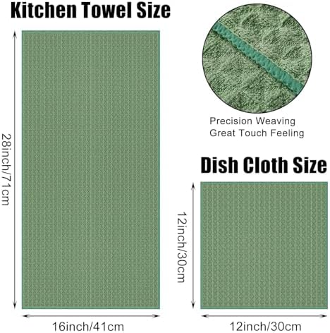 Homaxy Microfiber Kitchen Towels and Dishcloths Sets, 12 Pack, Grass Green - Image 4