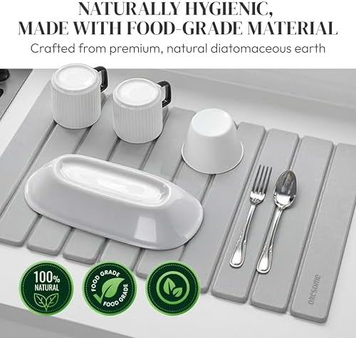 Foldable Kitchen Drying Stone, Stone Drying Mat for Kitchen Sink, 24" x 16" - Image 3