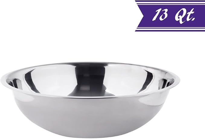Betolla 13 Quart Stainless Steel Mixing Bowl – Medium Weight Flat Base Prep Bowl with Polished Mirror Finish for Baking, Cooking & Food Prep - Image 2
