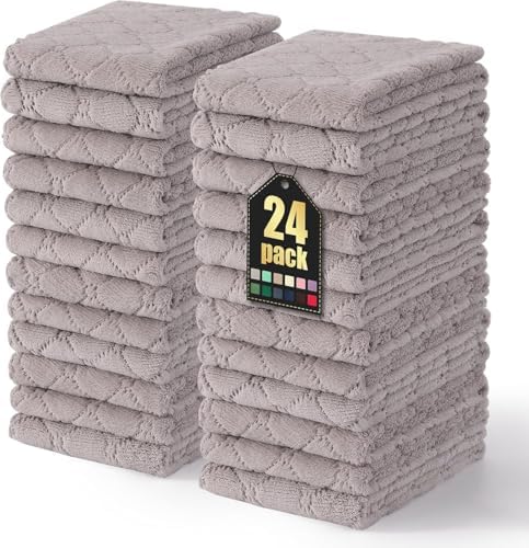 Homaxy 24 Pack Super Soft Absorbent Dish Towels, 10" x 20", Grey by Homaxy