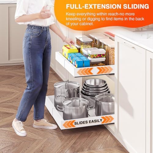 Expandable Pull Out Cabinet Organizer,16.5-26.7" Wx21''D,4 Pack - Image 2
