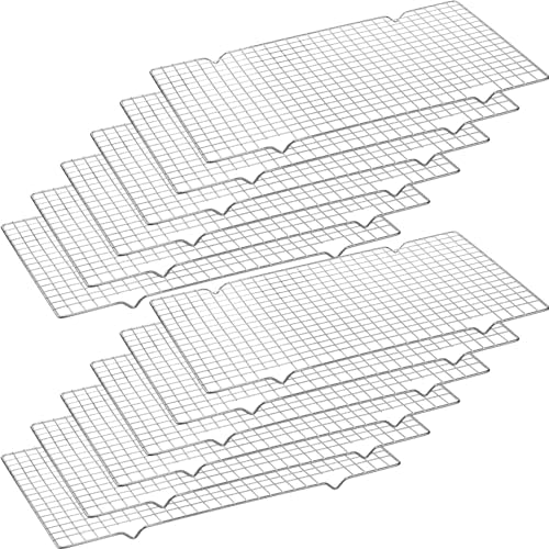 Harloon 12 Pack 16 x 9.8 Inches Nonstick Cooling Racks for Baking, Grid Wire Cookie Cooking Racks Oven Safe Carbon Steel Baking Rack Sheet Rack for Cookie Cake Grilling Drying Roasting (Silver) by Muasung