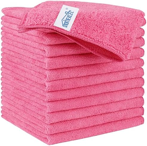 HOMEXCEL Pink Microfiber Cleaning Cloth, Microfiber Towels for Car, 12 Pack by HOMEXCEL