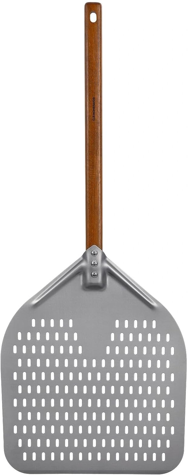 G.a HOMEFAVOR 14" x 17" Perforated Pizza Peel 35 Inch overall, Rectangular Aluminum Pizza Turning Peel with Walnut Wooden Handle For Baking Pizza Brick Oven by GaHOMEFAVOR