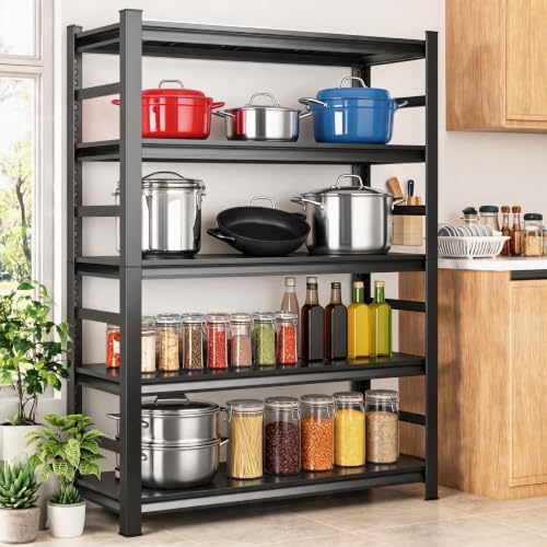 5 Tier Kitchen Storage Shelves, Adjustable Pot and Pan Storage Organier by Unknown