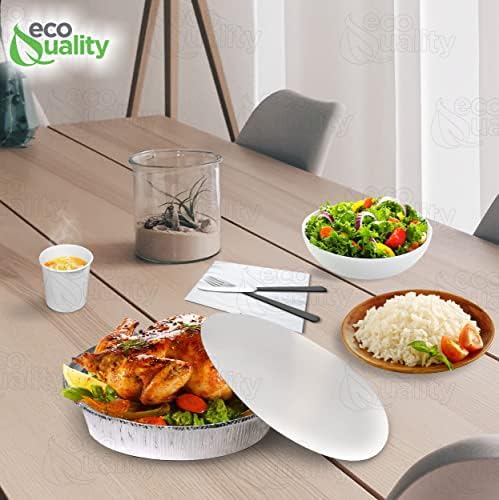 EcoQuality 9" Round Aluminum Foil Pans with Board Lids - Disposable Containers with Foldable Walls for Pie Baking, Cooking, Serving, Reheating, and Storing - Freezer and Oven Safe Tart Pan 300 Pack - Image 7