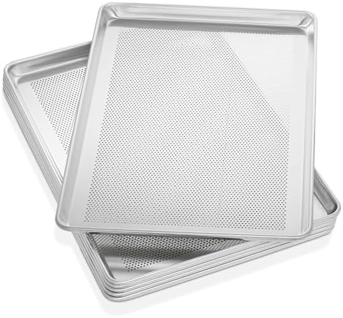 GRIDMANN 18" x 26" Commercial Grade Perforated Aluminum Baking Sheet Pan, Full Size Baking Tray - 6 Pans by GRIDMANN