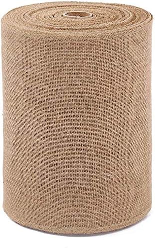 Burlap Table Runner 12 Inch by 50 Yards Natural Jute Hessian Burlap Roll Crafts Fabric Rolls with Sewn Edges for Country Rustic Party Wedding Decorations Farmhouse Kitchen Decor(12" x50Yard) by wlflash