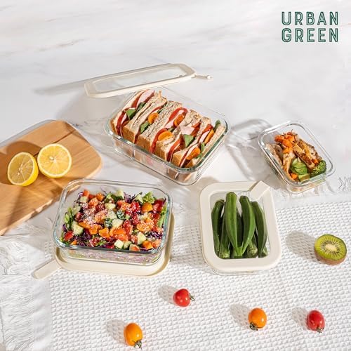 Urban Green Glass Food Storage Containers with Glass Lids, Microwave Safe Food Container Set, Aitight Meal Prep Container Set, LeakProof, 100% Plastic Free, 4 Pack - Image 6