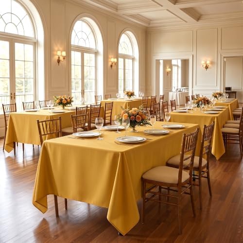Fitable 6 Pack Rectangle Tablecloths, 70 x 108 Inch, Gold - Image 2