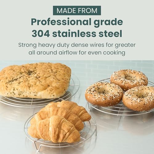 Ultra Cuisine 3 Set Round Cooling Racks for Baking (7.5, 9 & 10.5 Inch) | Oven & Dishwasher-Safe, 100% Stainless Steel, Steaming and Baking Rack , Fits Air Fryer, Pressure Cooker & Cake Pan - Image 6