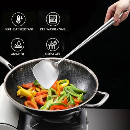10 PCS Stainless Steel Kitchen Utensil Set Cooking Utensils, Potato Masher Solid Spoon Slotted Spoon Fork Spatula Ladle Skimmer Spoon Slotted Spatula Tunner Spaghetti Spoon Large Spoon - Image 5