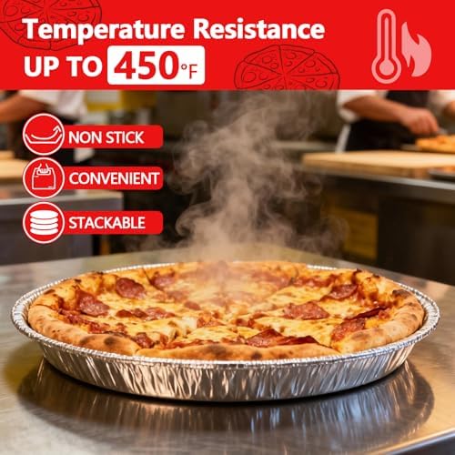 12 Inch Aluminum Pizza Pans, 12 Pack Disposable Round Foil Pizza Pan Trays, Oven & Freezer Safe Disposable Pizza Pan for Baking, Serving, Catering & Parties - Image 3