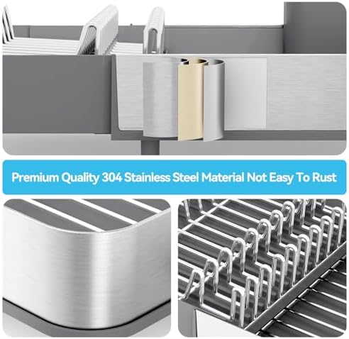 Urackify Stainless Steel Dish Drying Rack for Kitchen Counter,Grey - Image 5